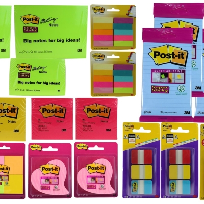 Post-it Office Multi-Set Super Sticky Haftnotizen verschiedene Farben Formen Größen Index Tabs Bürobedarf